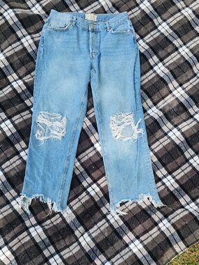 Free People We The Free Light Blue Distressed Boyfriend Jeans